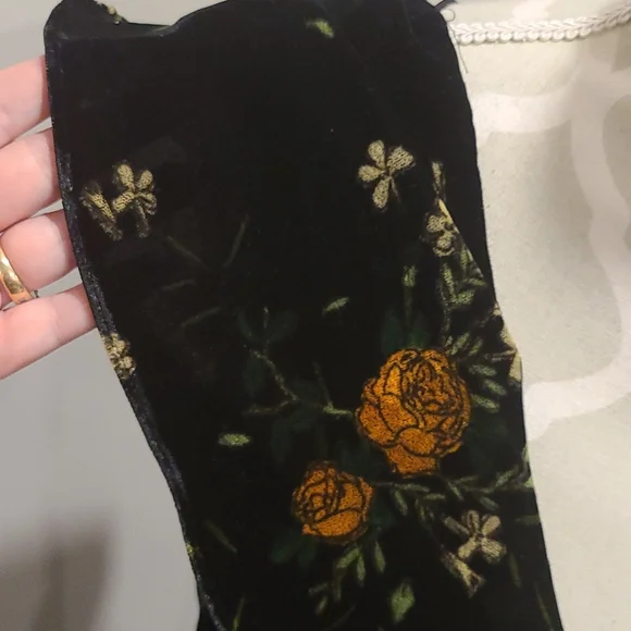 Zara Black Midi Dress Velvet Floral - Picture 5 of 9